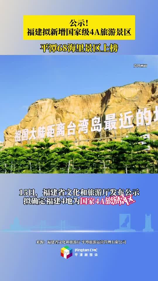 公示！福建擬新增國家級4A旅游景區(qū)，平潭68海里景區(qū)上榜