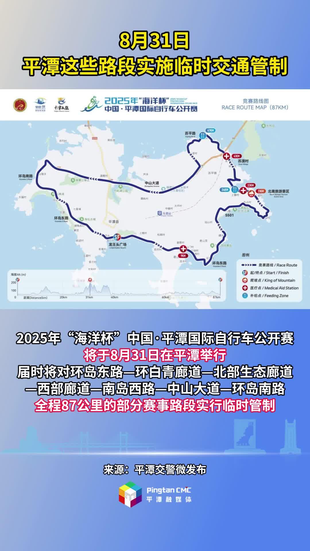 8月31日，平潭這些路段實施臨時交通管制